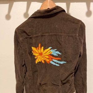 Embroidered Chocolate Brown Corduroy Jacket